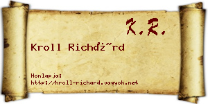 Kroll Richárd névjegykártya